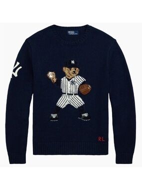 NEW Authentic Women’s large Polo Ralph Lauren New York Yankees Bear Sweater